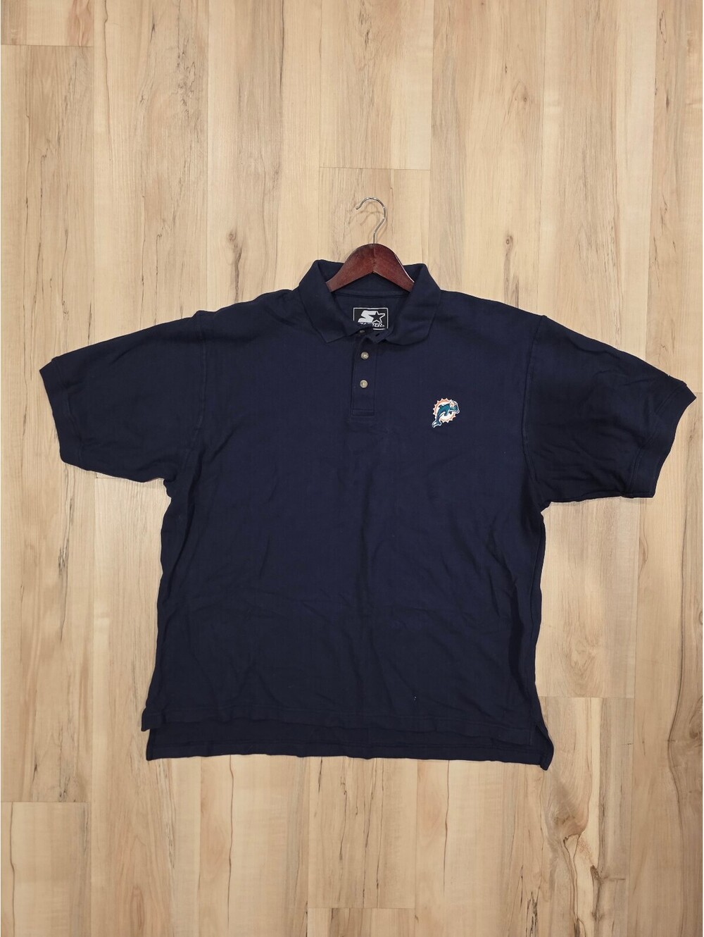 Vintage Starter NFL Miami Dolphins Polo Shirt XXL Navy Blue